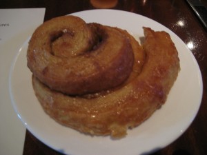Cinnamon roll. They serve these in place of biscuits.